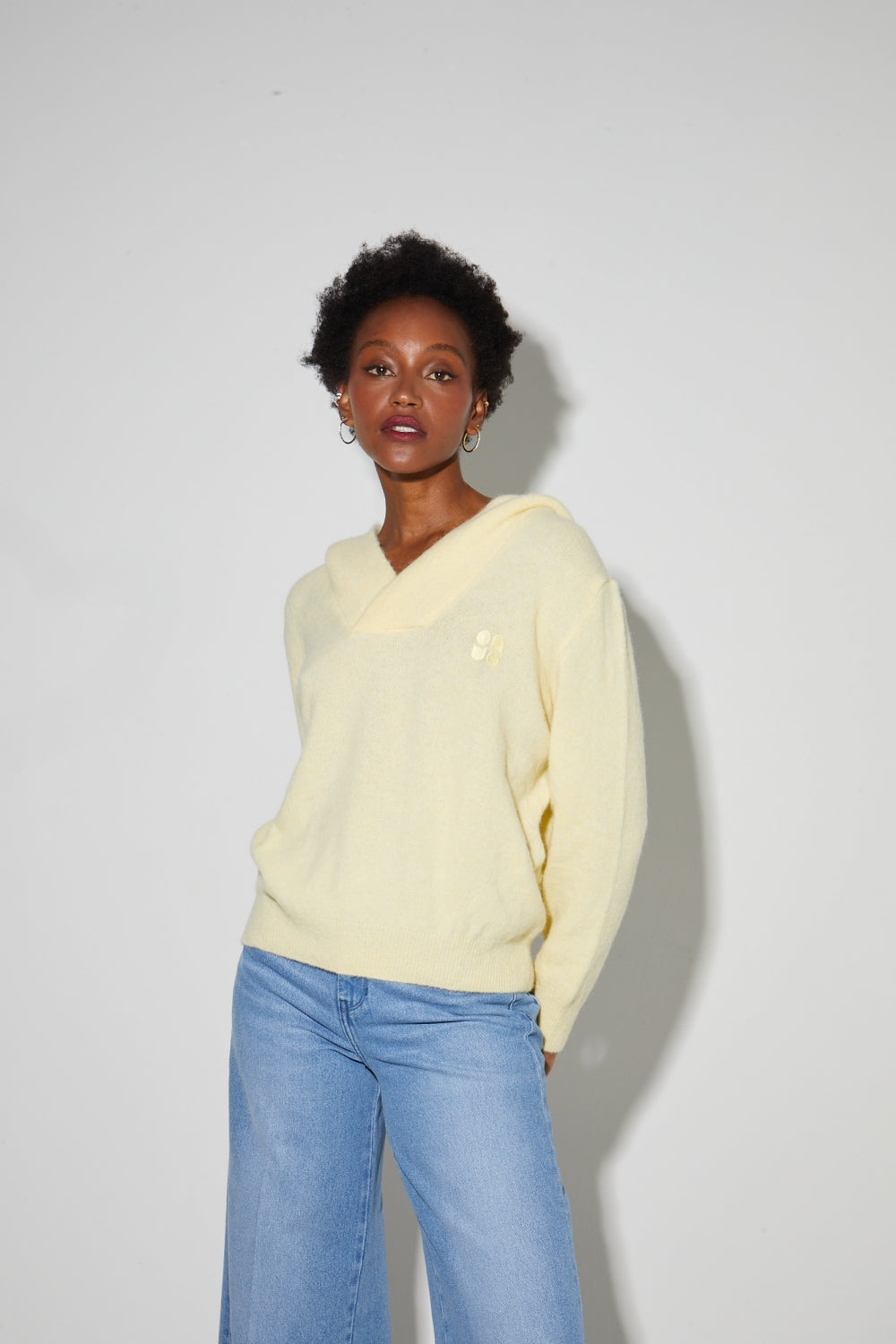 Sweatshirt Nola Alpaga Yellow Fabriqué En Italie