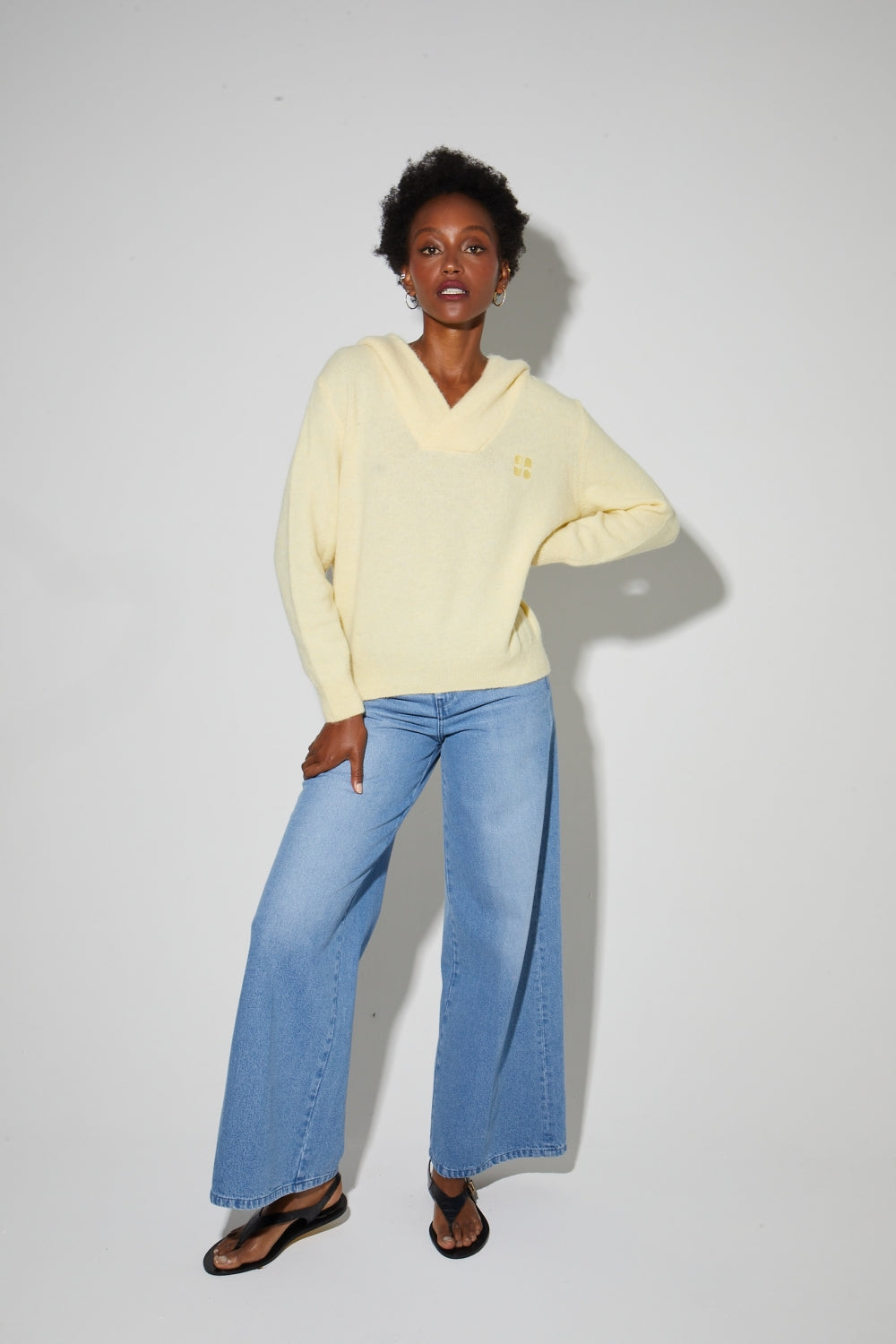 Sweatshirt Nola Alpaga Yellow Fabriqué En Italie