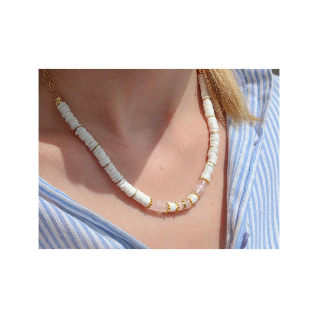 Diy Jewelry Kit - Mon Collier In Heishi Beads And Quartz
