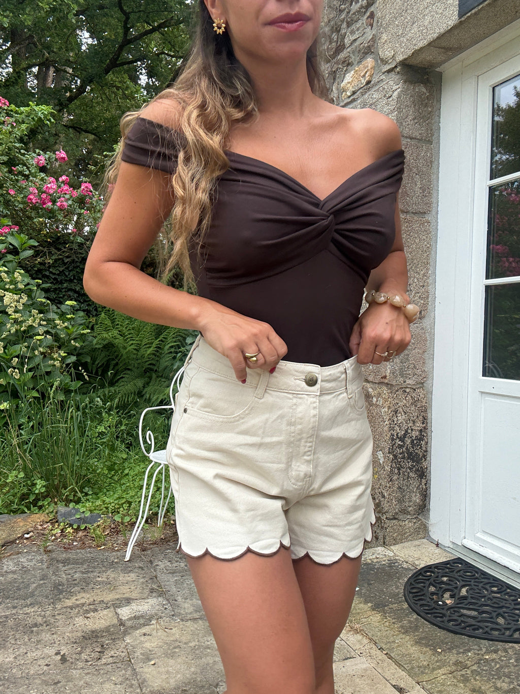 Short En Jean Fleur
