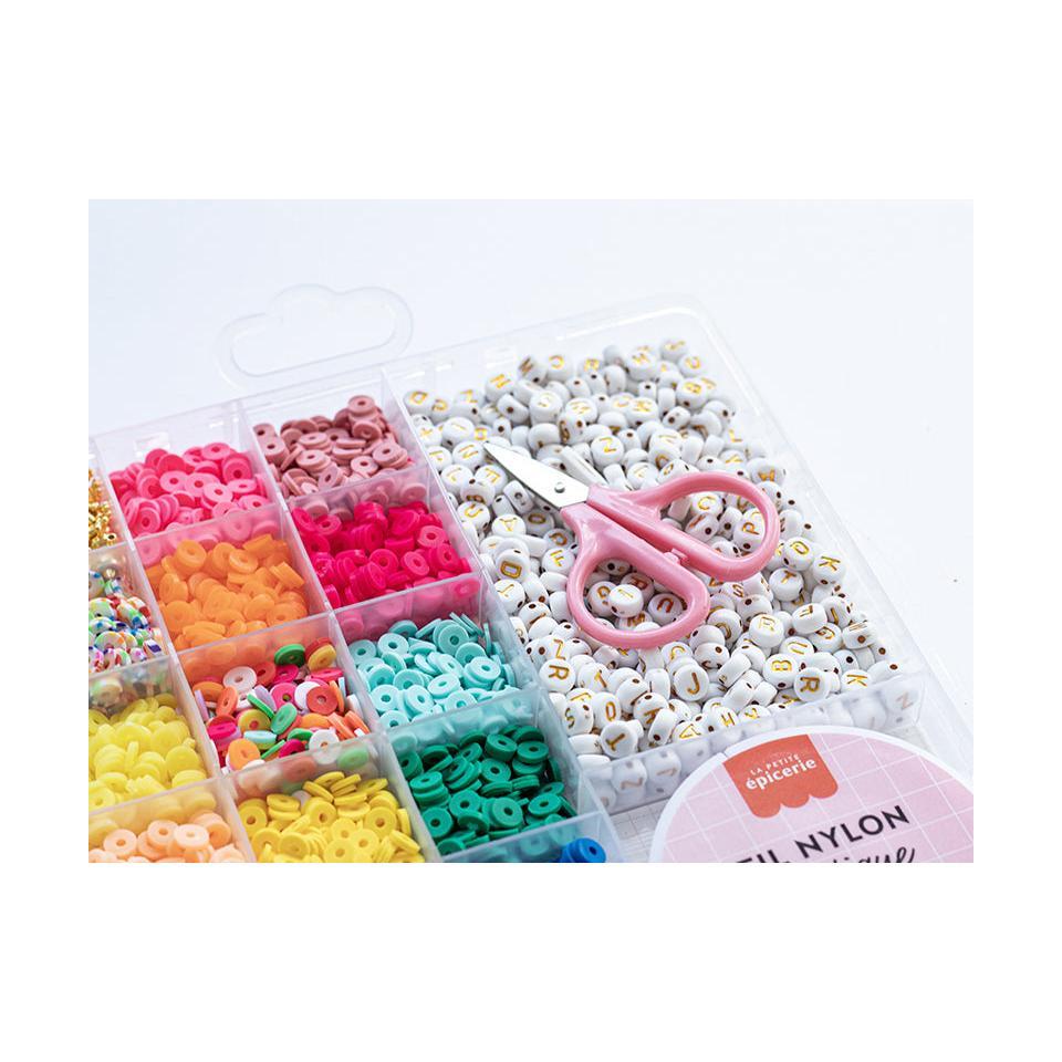 Maxi Box - 16 Colors of Heishi Pop Beads and Accessories + Letter Beads, Scissors and Elastic Thread