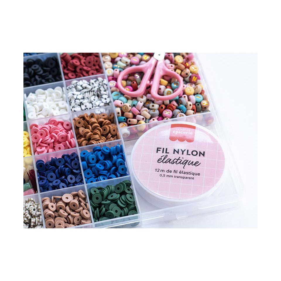 Maxi Box - 16 Colors of Natural Heishi Beads and Accessories + Letter Beads, Scissors and Elastic Thread