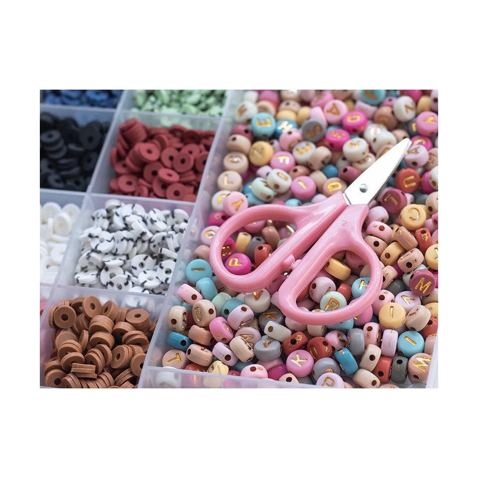 Maxi Box - 16 Colors of Natural Heishi Beads and Accessories + Letter Beads, Scissors and Elastic Thread