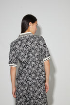 Polo Panama Flower Black, Fabriqué En Italie