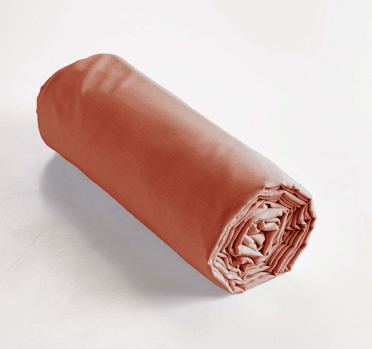 Perrine - Dra-på-lakan - Enfärgad percale - Terrakotta