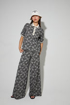 Polo Panama Flower Black, Fabriqué En Italie