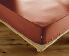 Perrine - Dra-på-lakan - Enfärgad percale - Terrakotta