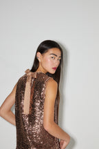 Top Foxy En Sequins Bronze, Fabriqué En Italie