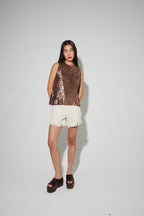 Top Foxy En Sequins Bronze, Fabriqué En Italie