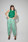 Top Foxy En Sequins Vert, Fabriqué En Italie