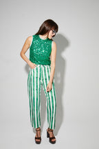 Top Foxy En Sequins Vert, Fabriqué En Italie