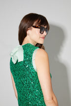 Top Foxy En Sequins Vert, Fabriqué En Italie