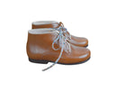 Arthurius Girls' Lace-Up Ankle Boots - Soft Camel Leather with Gold Trim - Girls