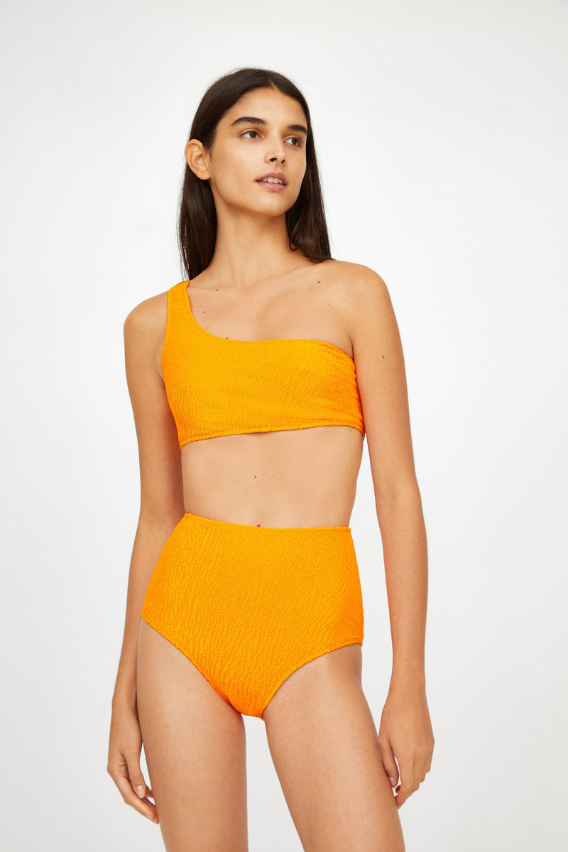 Lino Gaufre swimsuit top MANDARINE