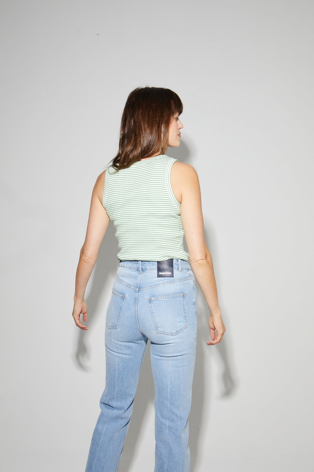 Théo Striped Green Top Made In Portugal - Navy Blue