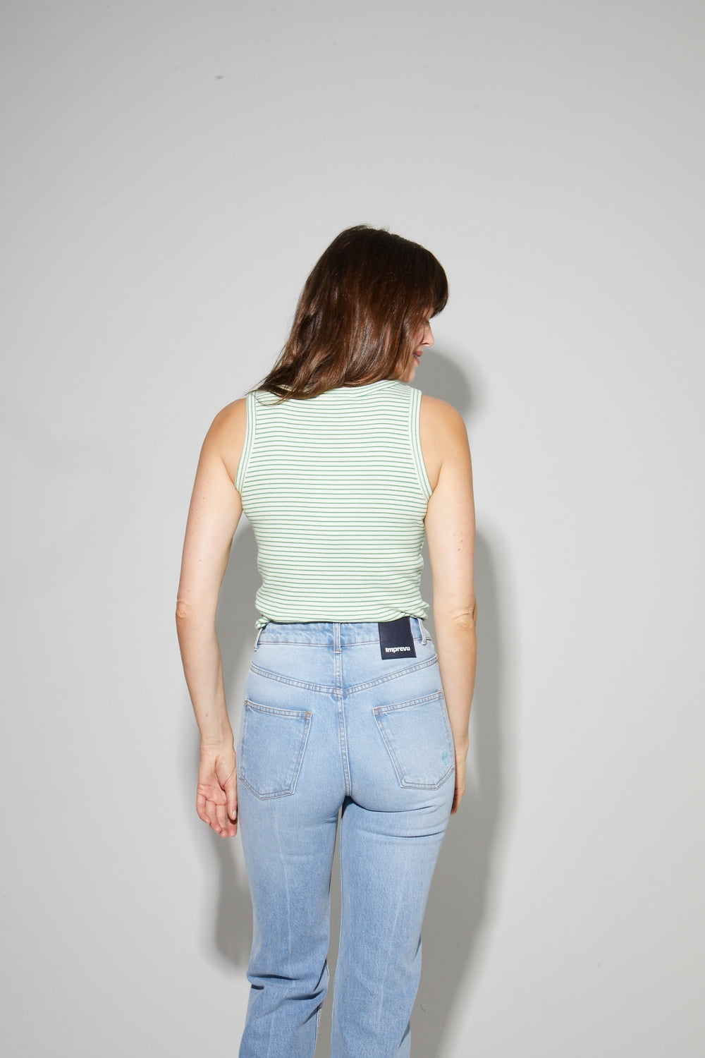 Théo Striped Green Top Made In Portugal - Navy Blue