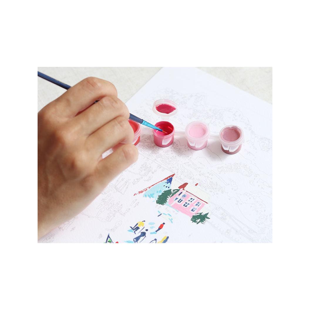 Paint By Number Set - Small Brush - Skiing Among Mountains By Katie Smith