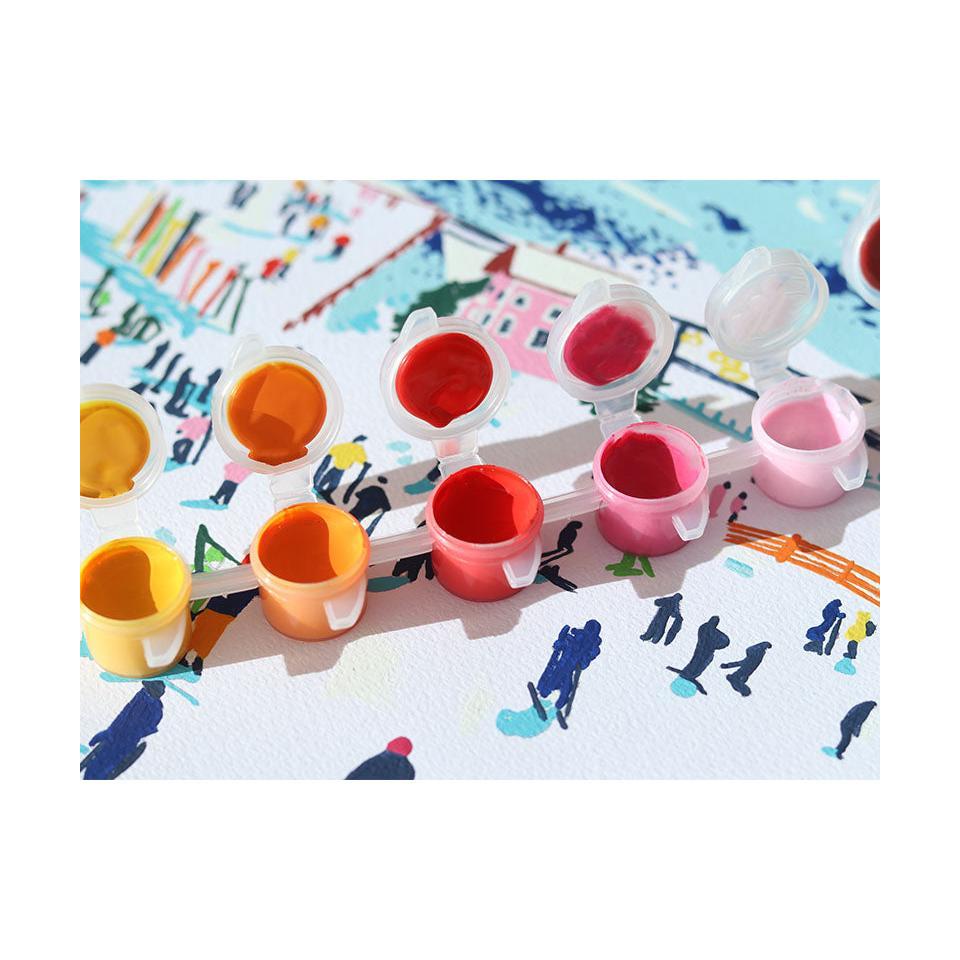Paint By Number Set - Small Brush - Skiing Among Mountains By Katie Smith