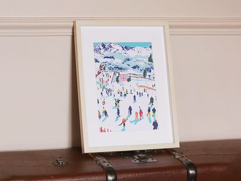 Coffret Peinture Au Numéro - Petit Pinceau - Skiing Among Montains Par Katie Smith