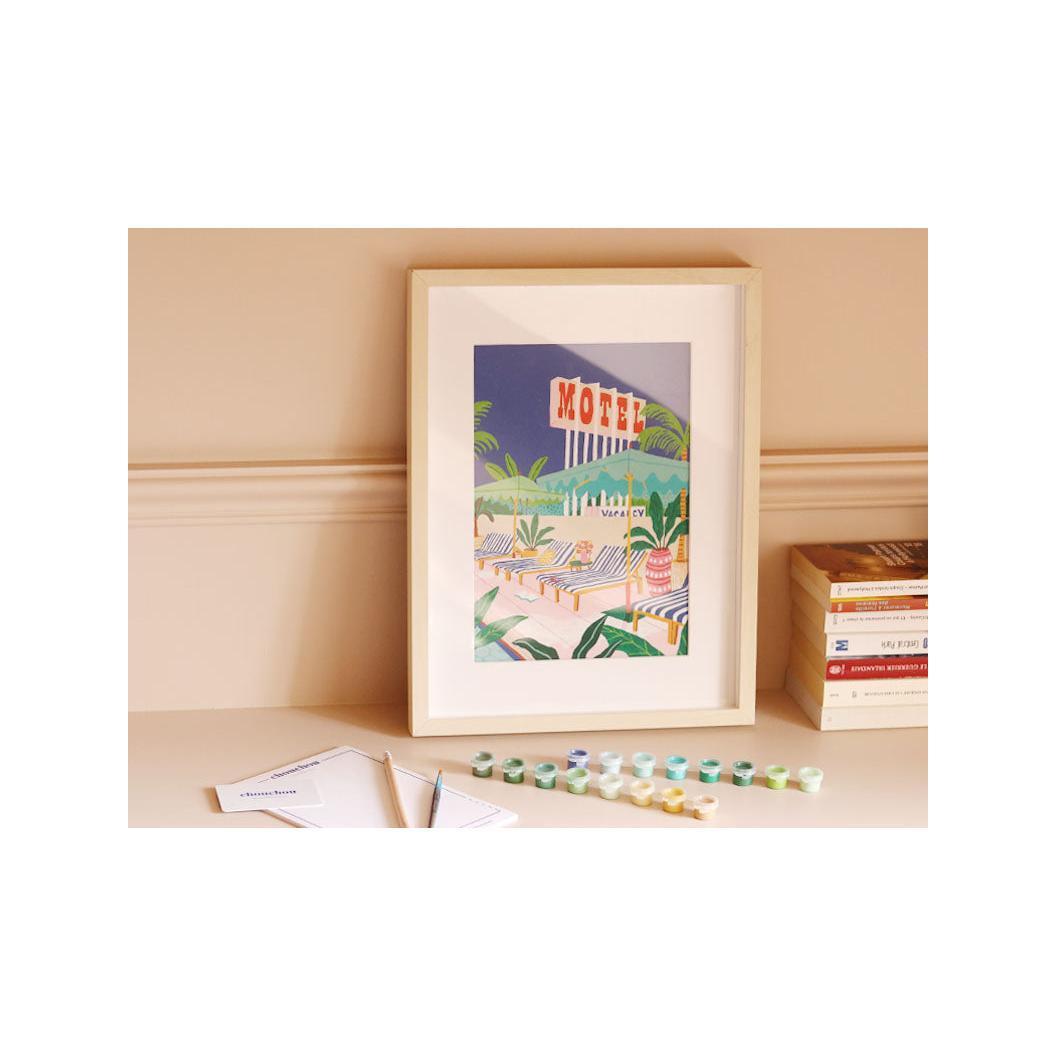 Paint By Number Set - Small Brush - The Motel Pool By Jessica Smith