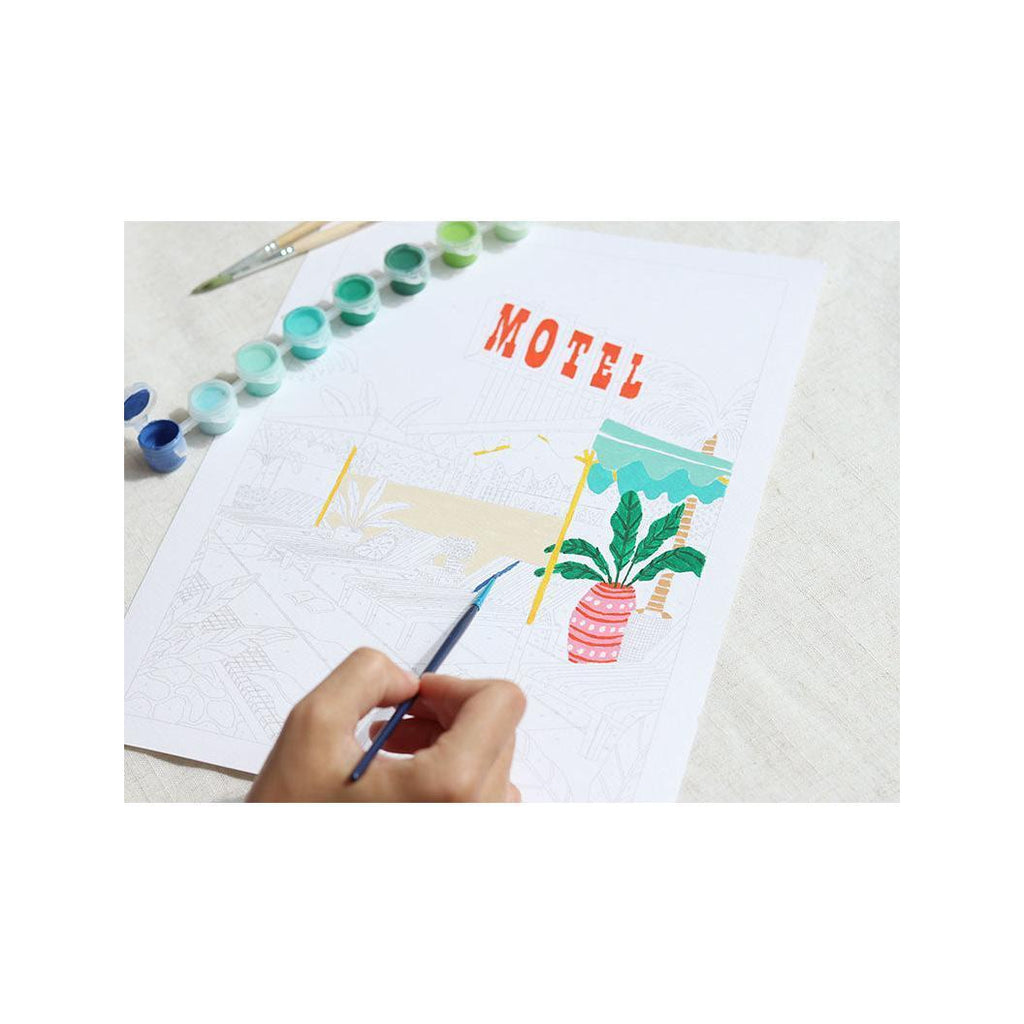 Paint By Number Set - Small Brush - The Motel Pool By Jessica Smith