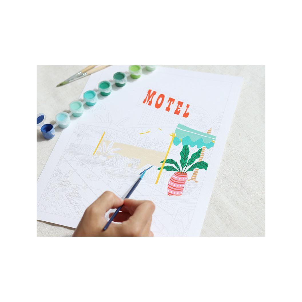 Paint By Number Set - Small Brush - The Motel Pool By Jessica Smith