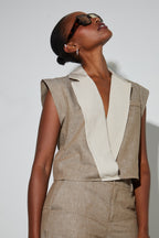Veste Jade Sm En Lin Bicolore Brown Fabriquée En Italie