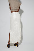 Longue Jupe Ginger A   Sequin Blanc, Fabriquée En Italie