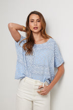 T-Shirt Bandana - Ciel - Femme