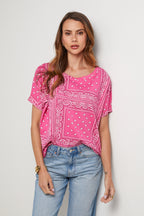 T-Shirt Bandana - Rose - Femme