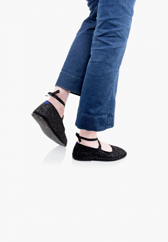 Furlanes Mary Janes - Glitter Black - Femme
