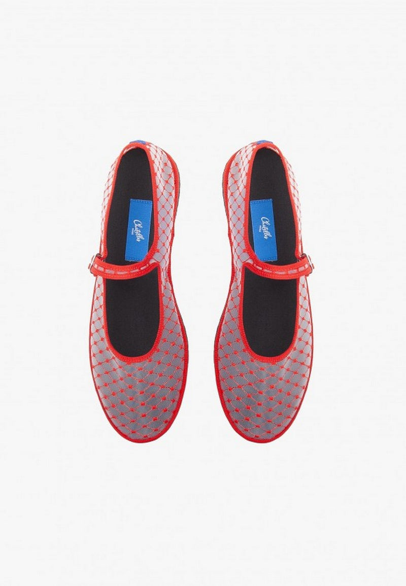 Furlanes Mary Janes - Red Mesh - Femme