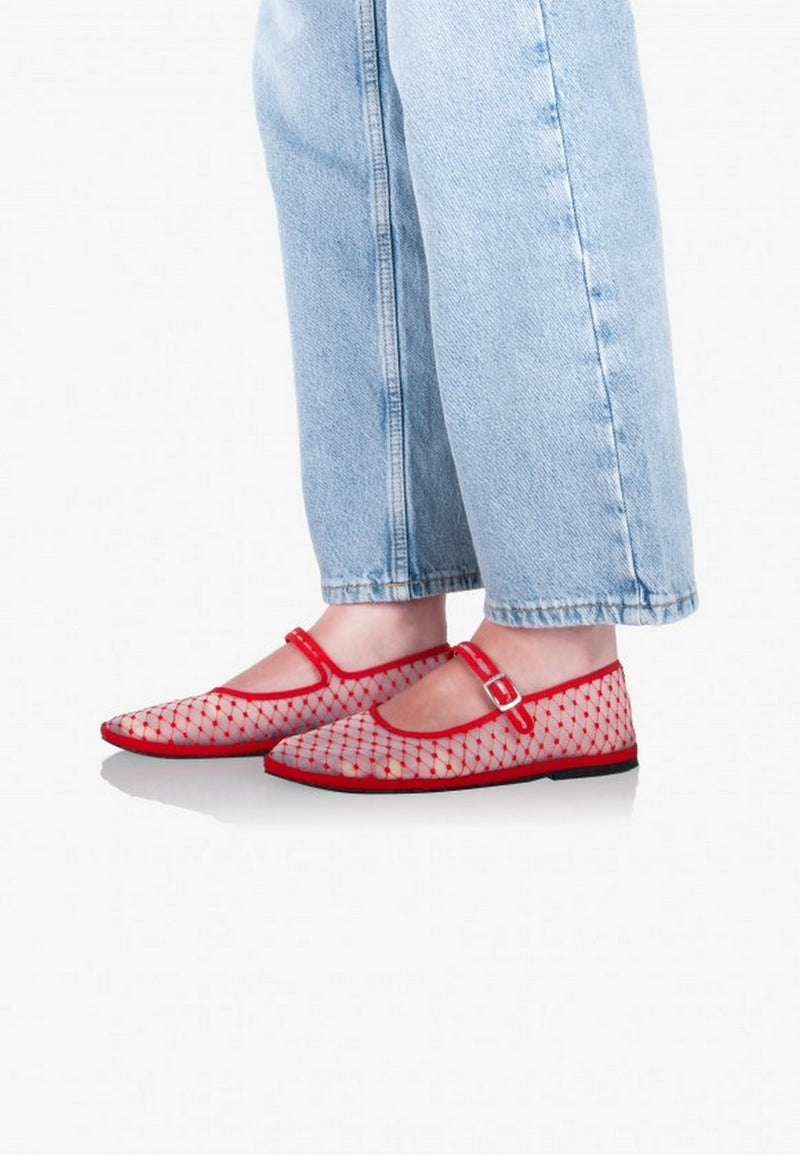Furlanes Mary Janes - Red Mesh - Femme