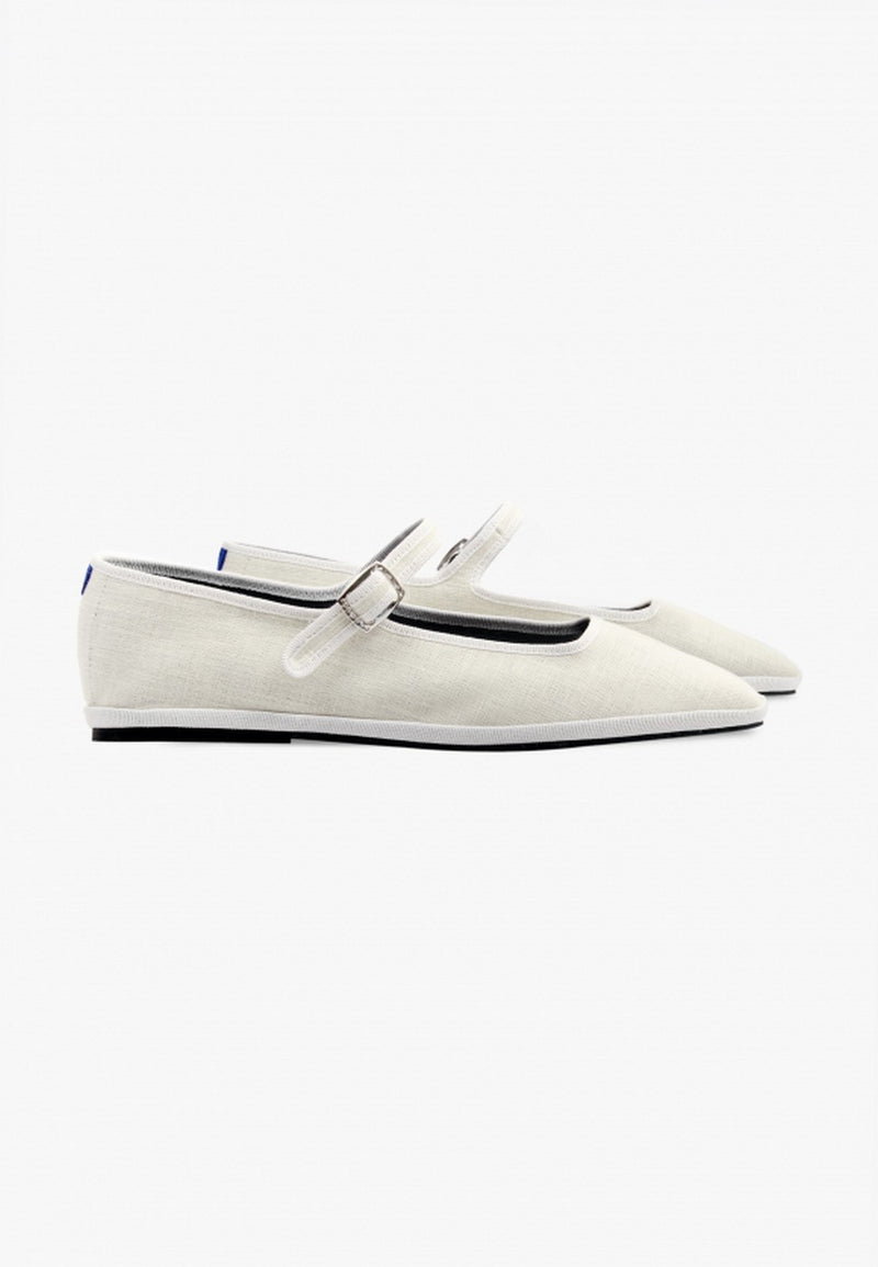Furlanes Mary Janes - Cream Linen - Femme