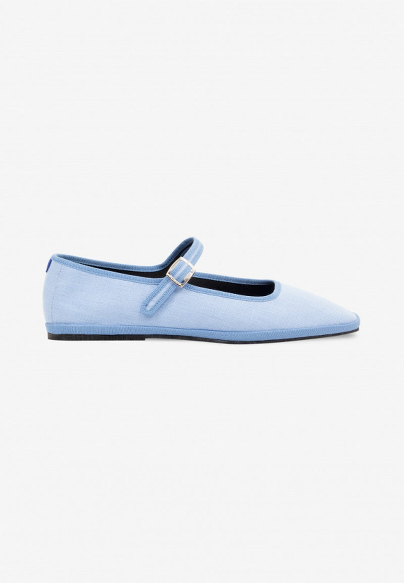 Furlanes Mary Janes - Sky Blue Linen - Femme