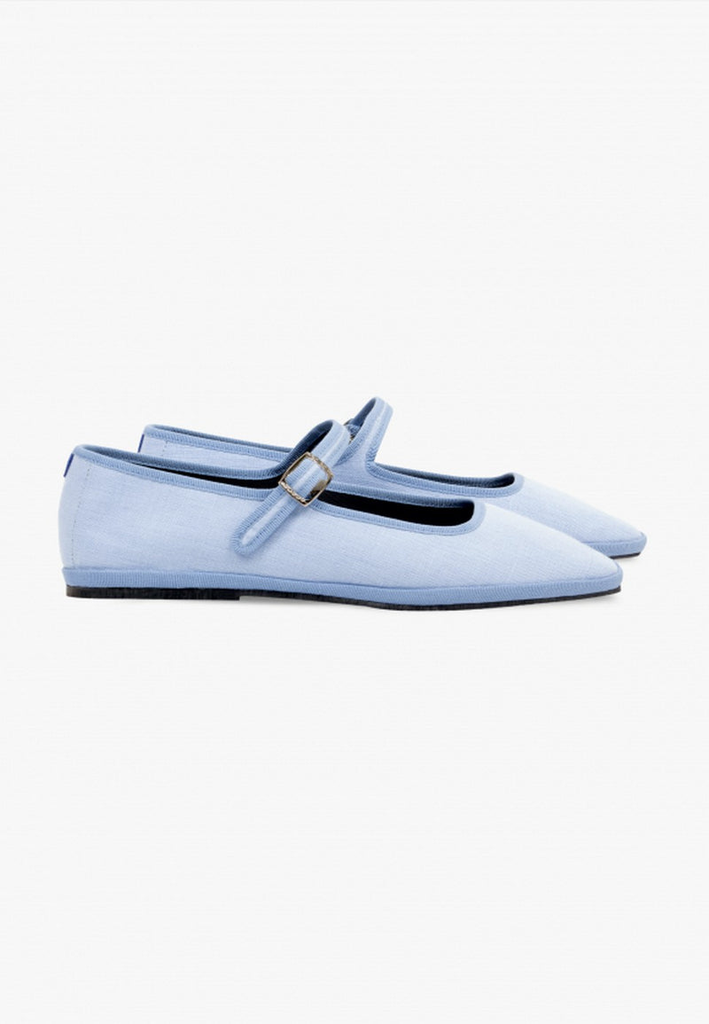 Furlanes Mary Janes - Sky Blue Linen - Femme