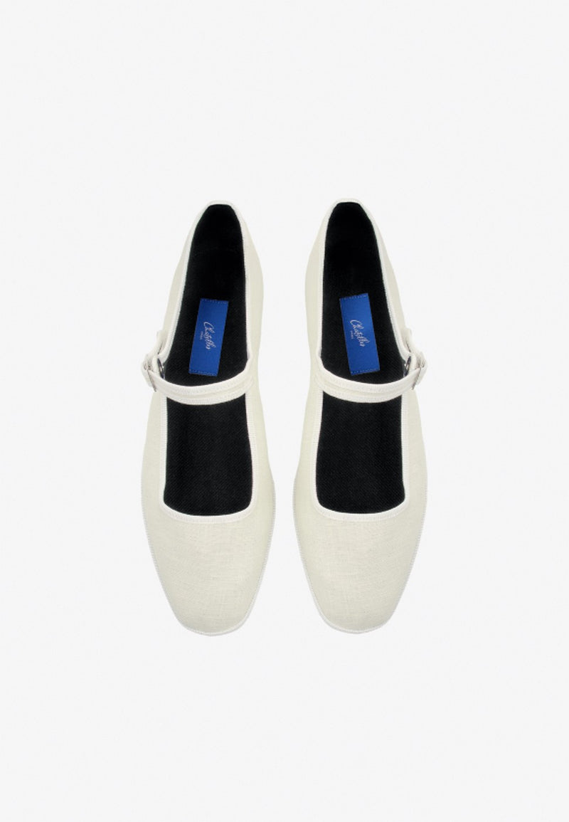 Furlanes Mary Janes - Cream Linen - Femme