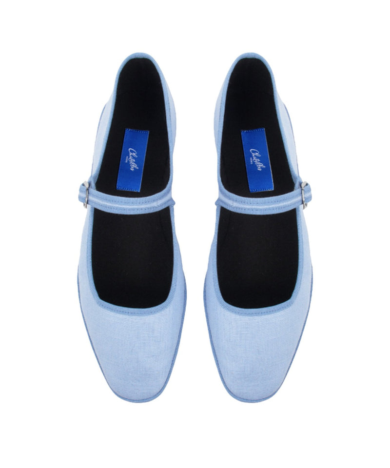 Furlanes Mary Janes - Sky Blue Linen - Femme