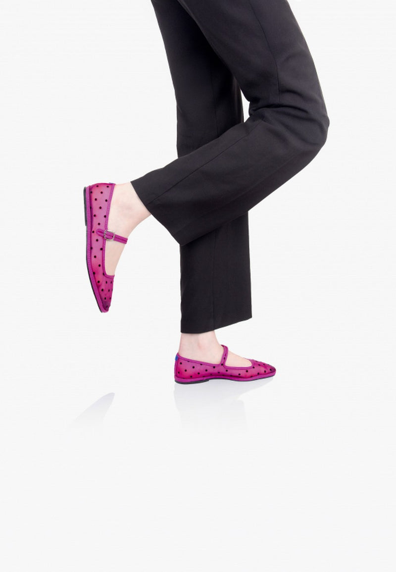 Mercedita Furlanes Lunares Fucsia Malla - Mujer