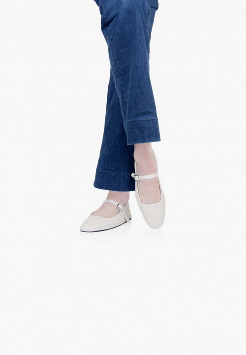 Furlanes Mary Janes - Cream Linen - Femme