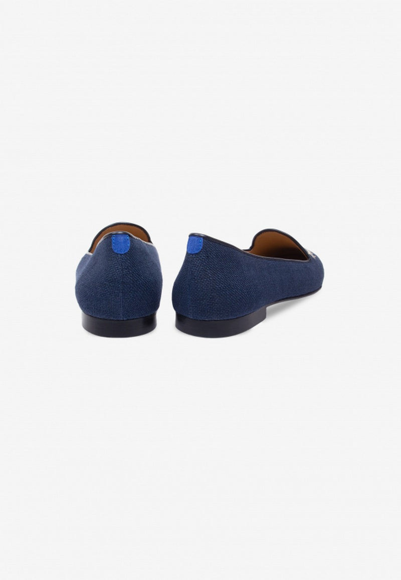 François Feather Canvas Slippers - Navy - Women