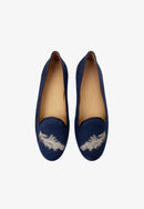 François Feather Canvas Slippers - Navy - Women