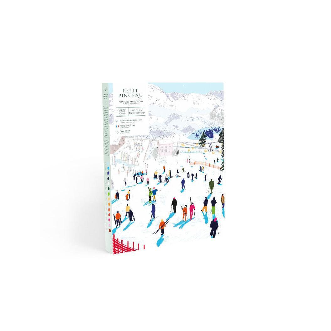 Paint By Number Set - Small Brush - Skiing Among Mountains By Katie Smith
