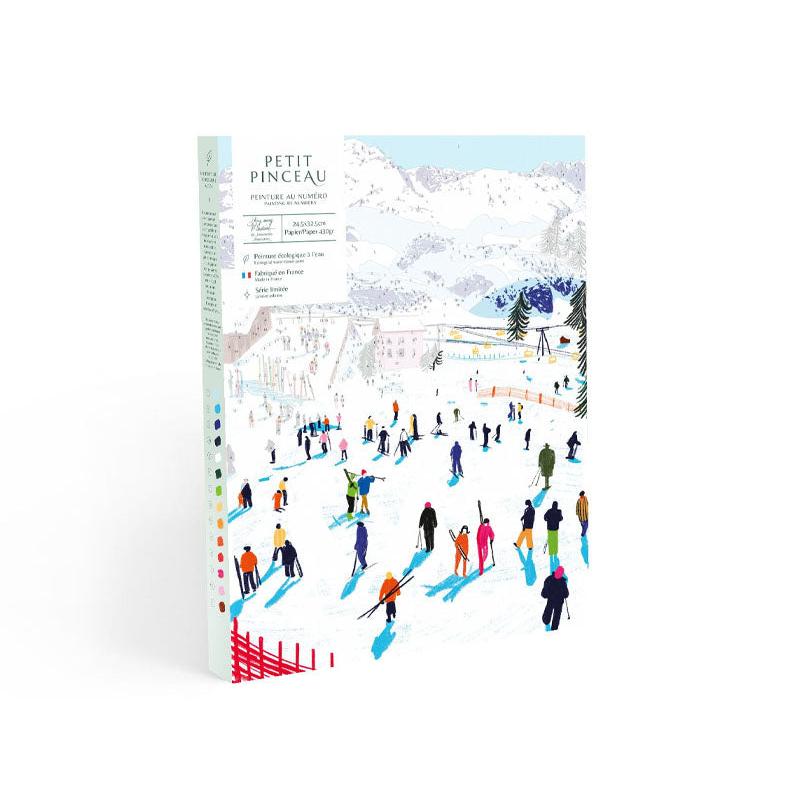 Coffret Peinture Au Numéro - Petit Pinceau - Skiing Among Montains Par Katie Smith