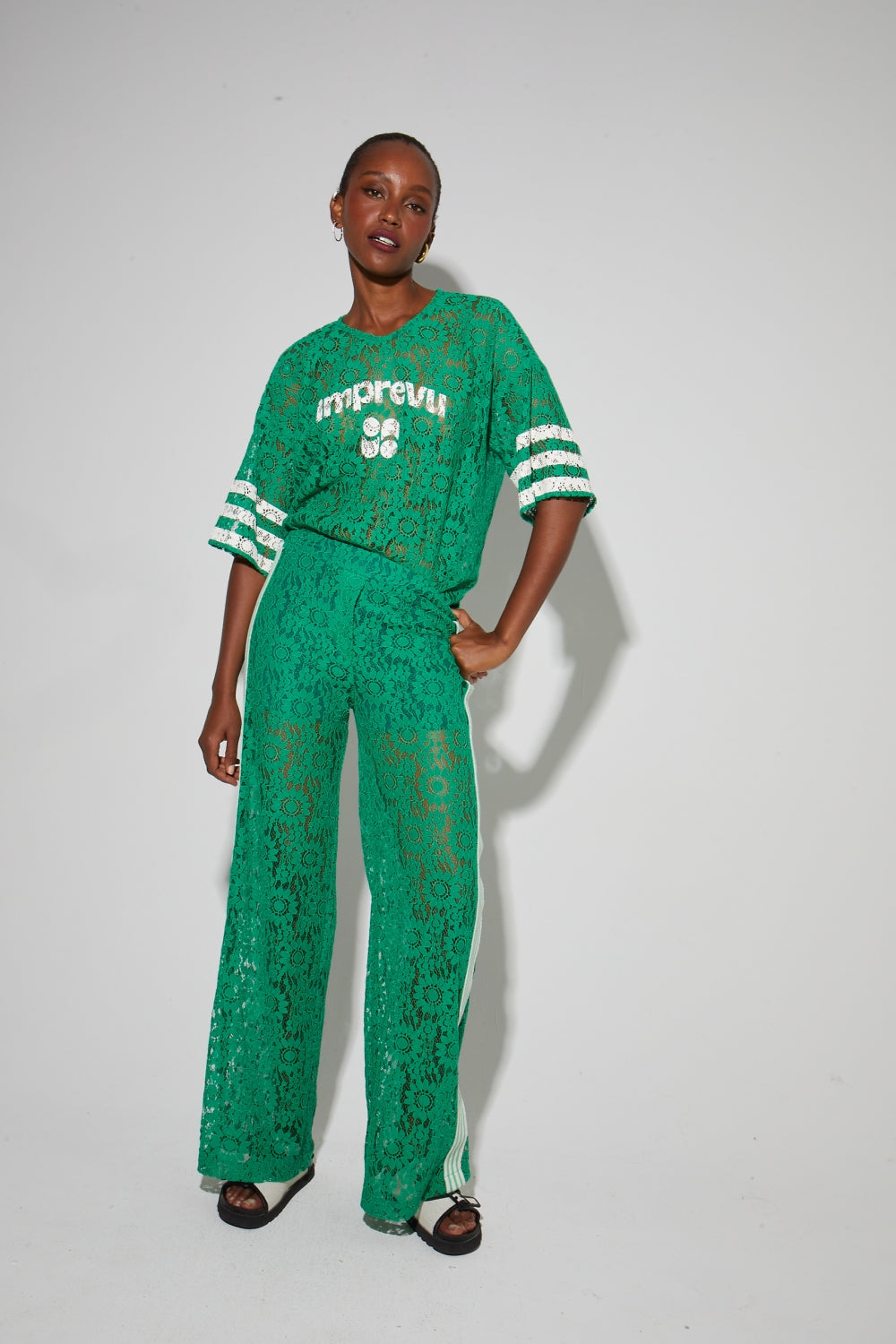 Pantalon Charlie Dentelle Green Print Collège