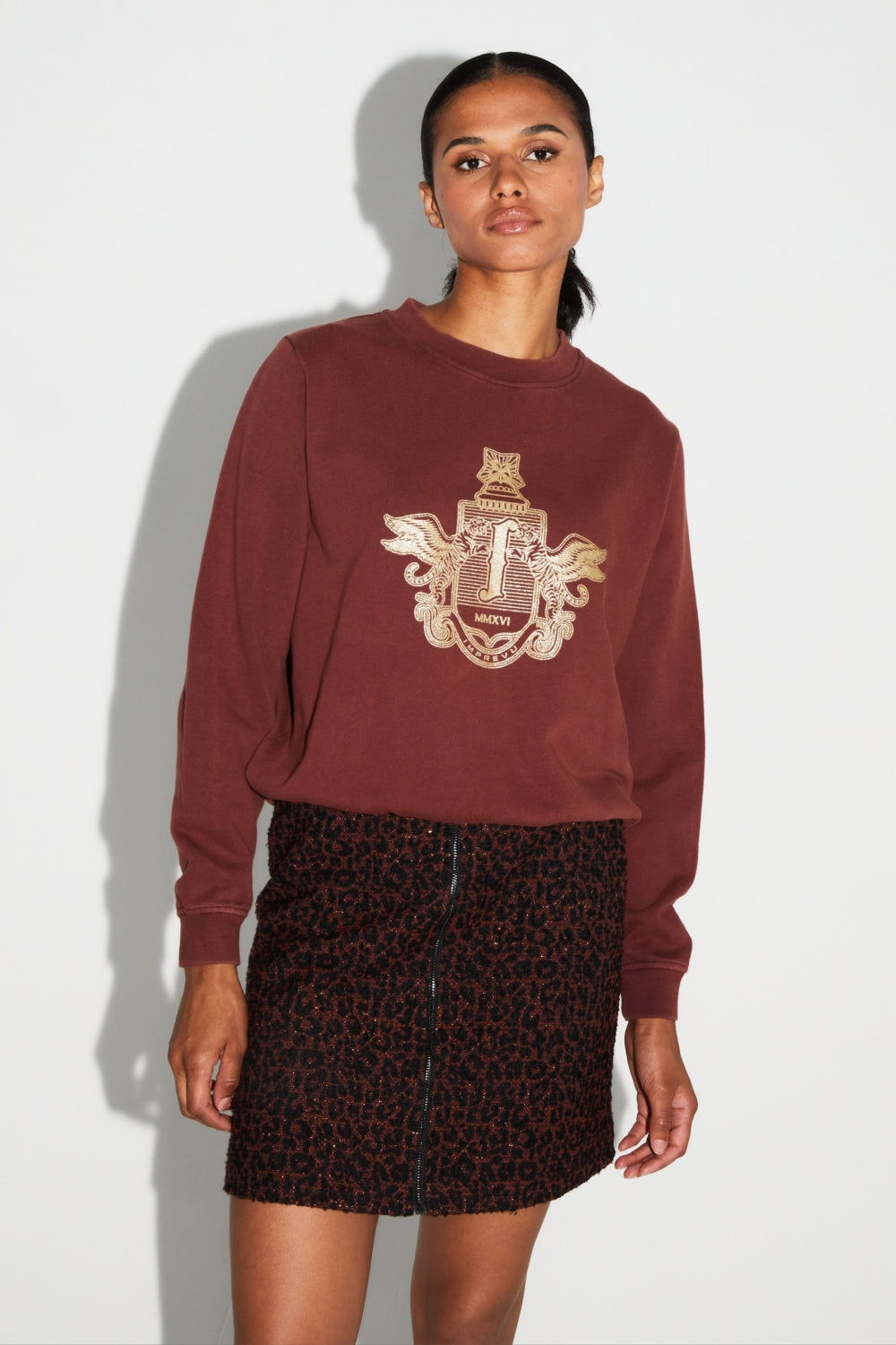 Mini-Jupe Lana Jacquard Léo Fabriquée En Italie