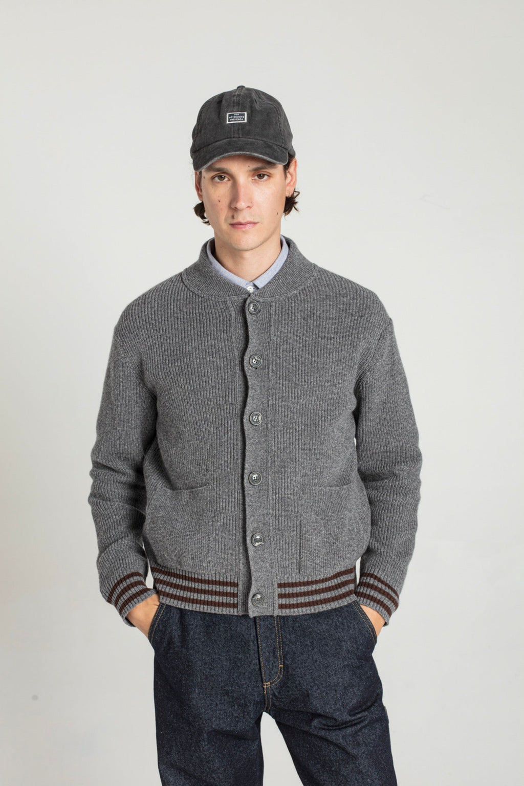 Cardigan Goldi En Laine D'Agneau - Gris - Homme