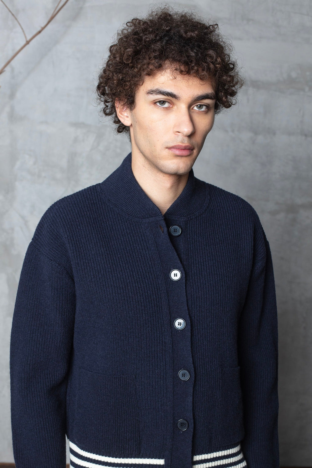 Cardigan Goldi En Laine D'Agneau - Marine - Homme