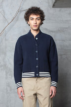 Cardigan Goldi En Laine D'Agneau - Marine - Homme