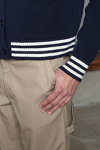 Cardigan Goldi En Laine D'Agneau - Marine - Homme